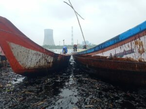 Boats damaged by oil spill. (Supplied)