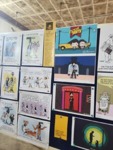 Cartoons exhibited at the tenth edition of Cartoony Habba. (Anusha Ravi Sood/The South First)