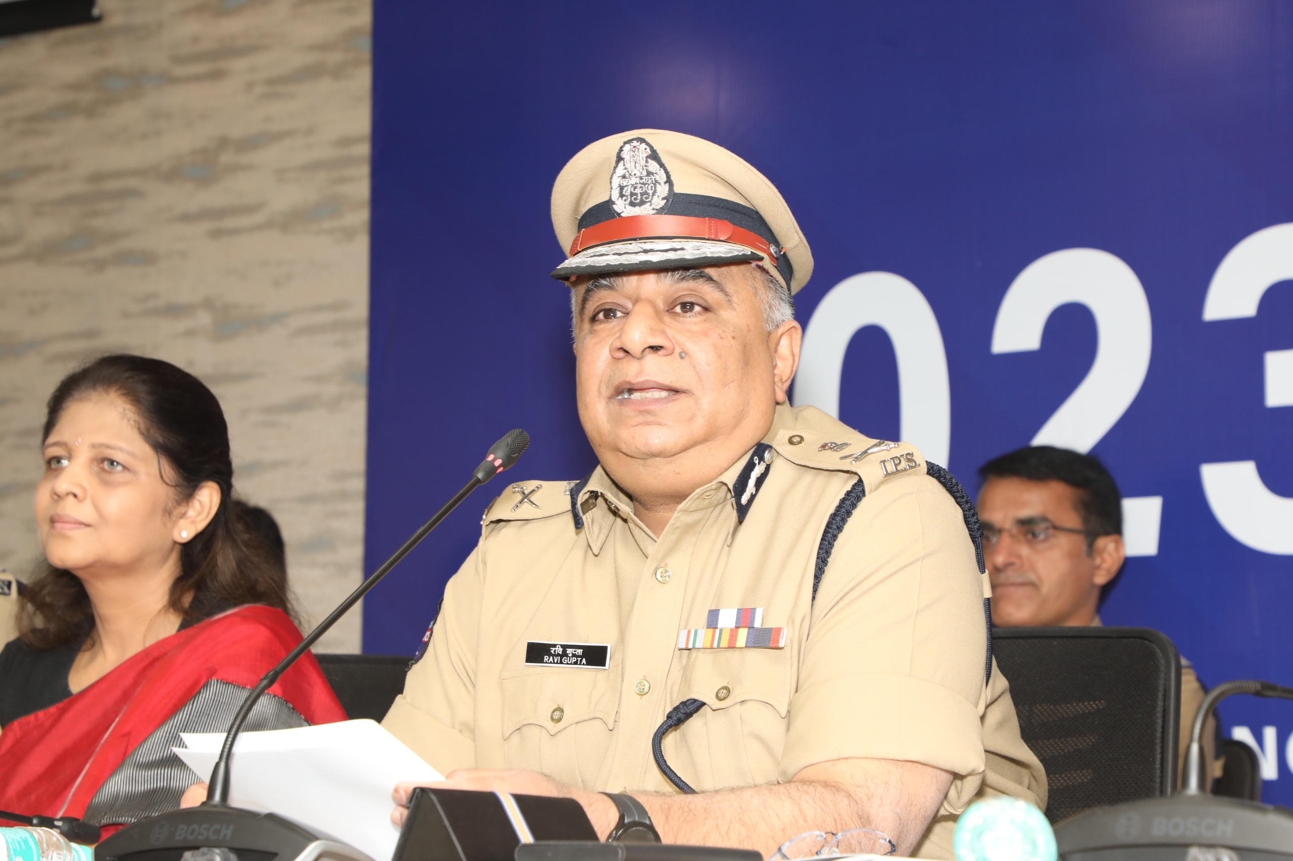 DGP Ravi Gupta addressing annual round-up in Telangana crimes. (Supplied)