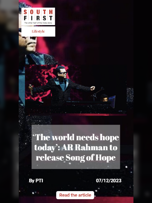 ‘The world needs hope today’: AR Rahman to release Song of Hope