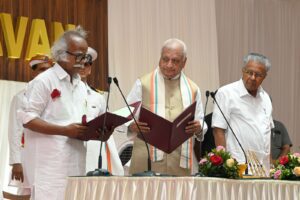 Governor administers oath to Kadannappally Ramachandran. Photo: Supplied