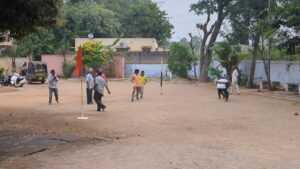 The shakha at Ayodhya Nagar in Vijayawada where the swayamsevaks are engaged in a game at 6 in the morning. (South First)