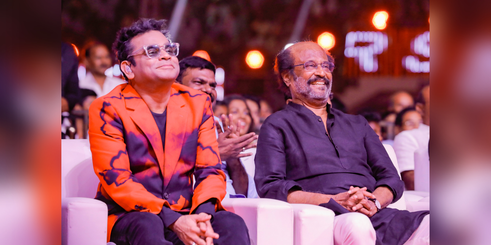 AR Rahman and Rajinikanth at Lal Salaam audio launch