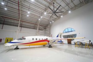 GMR School of Aviation's hanger where students will receive training.