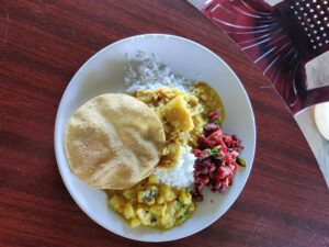 A meal prepared by Dharma at Discover Alpas. (Roshne Balasubramanian/South First)