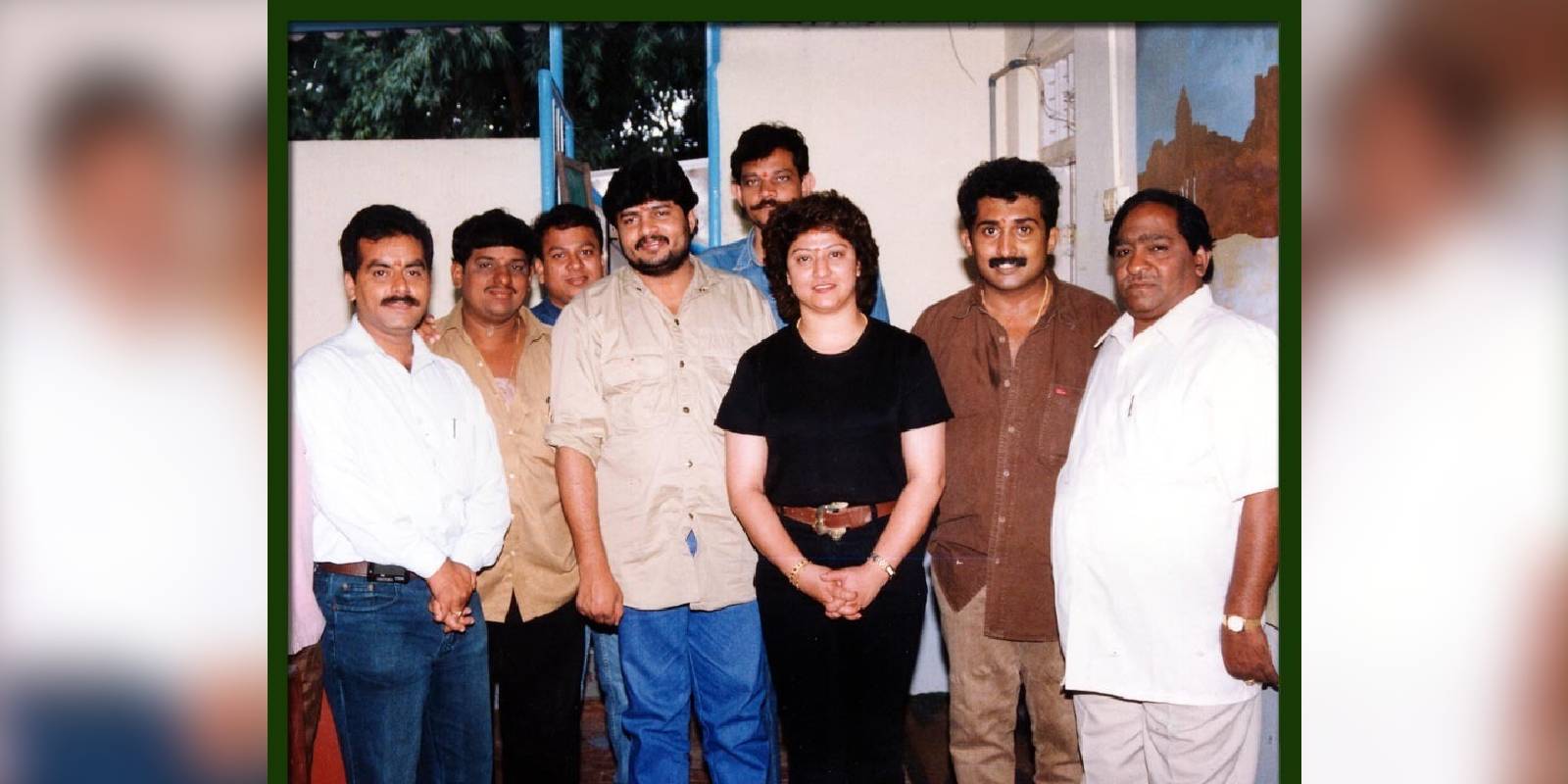 Late DV Sudhindhra, founder PRO of Raghavendra Chitravani with Kannada producer late Ramu and actor Malashree