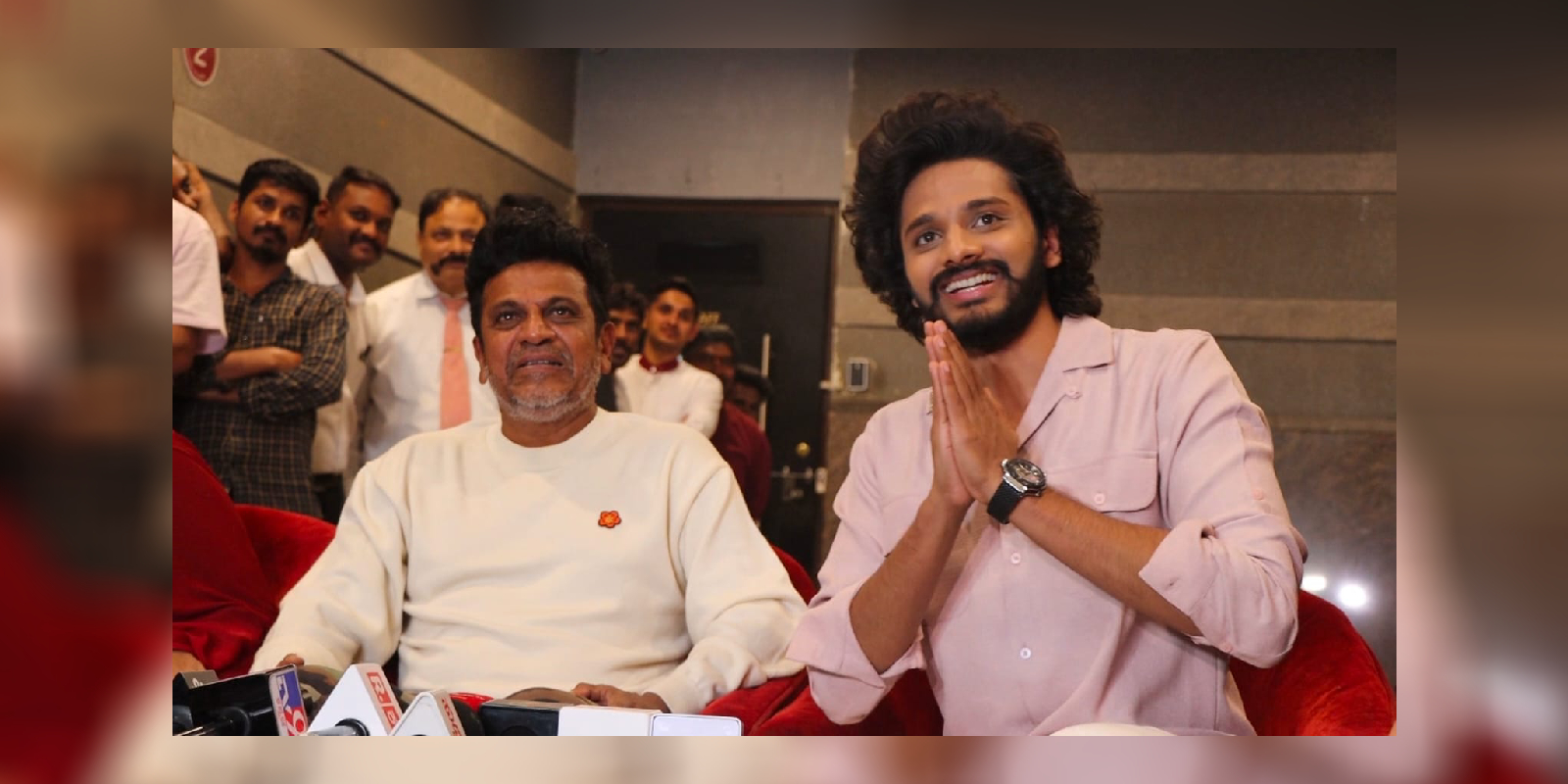 Kannada superstar Dr Shiva Rajkumar with Hanu-Man hero Teja Sajja
