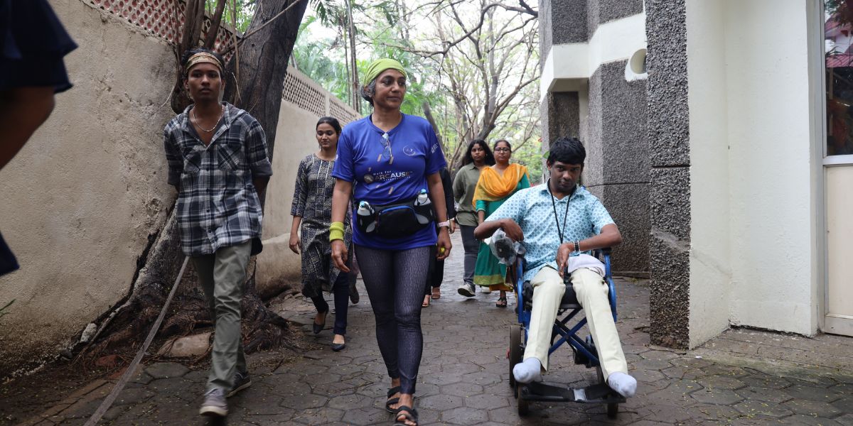 Gita Balakrishnan is currently on a 335 km journey on foot for the cause of Universal Design and Accessibility. (Supplied)