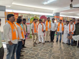 BJP cadre posing for a group picture at the party office. (South First)