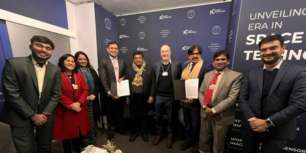 Minister MB Patil with the state delegation at Davos. (Supplied)