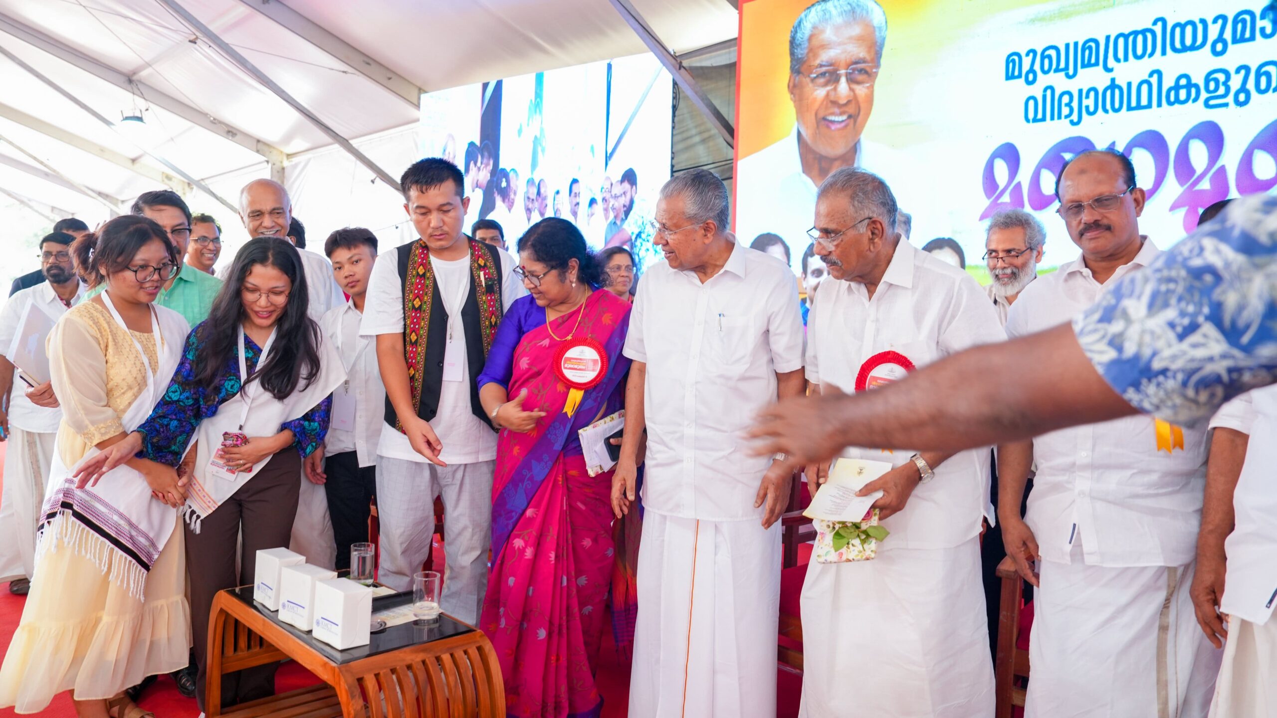 Chief Minister Pinarayi Vijayan urged teachers to adapt to the changing times. In picture, Vijayan and his Cabinet colleagues at an recent event at the Malabar Christian College, Kozhikode. (X)