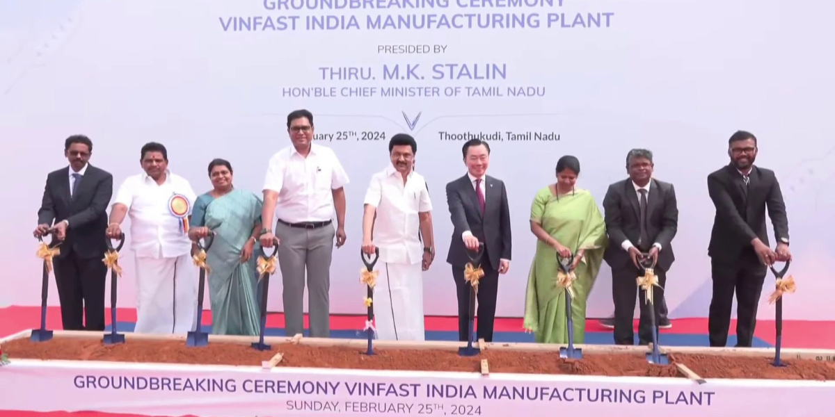 CM Stalin lays foundation stone for Tesla-rival VinFast’s EV plant in Thoothukudi
