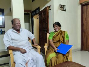 Seshampatti Sivalingam and Maheshwari at their home in Mylapore. (Roshne Balasubramanian/South First)