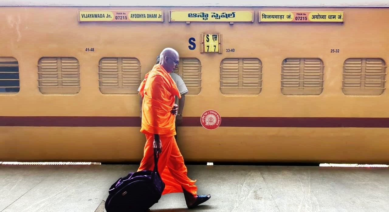 A seer near the train to Ayodhya from Vijayawada. (Supplied)