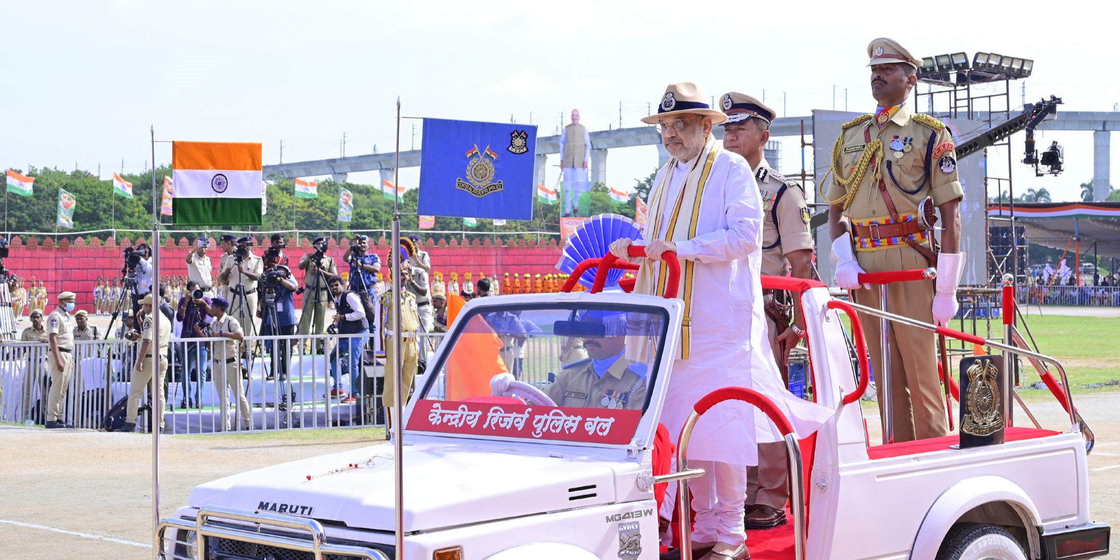 Union Home Minister Amit Shah attends the Hyderabad Liberation Day celebrations in Telangana on 17 September, 2023.