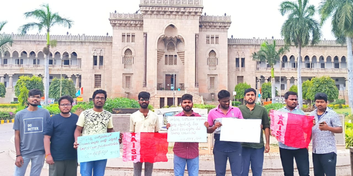 Protests were held on campus by students of Osmania University, including those from AISF and ABVP. (Supplied)
