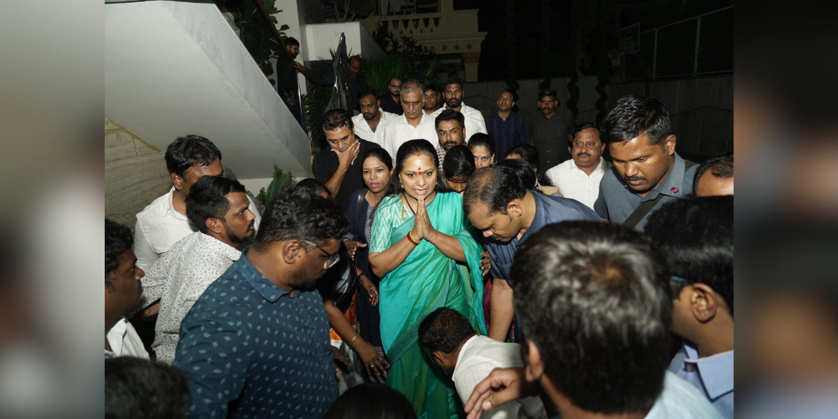 BRS MLC K Kavitha being taken away by ED officials. (BRS)
