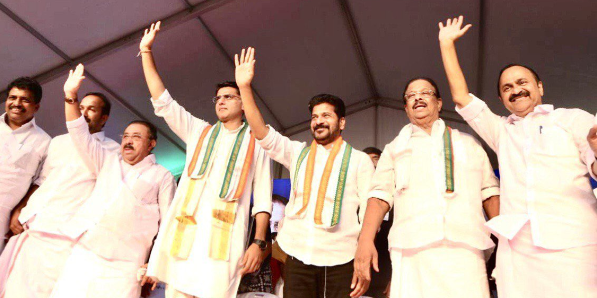 Congres leaders at the Samaragni Yatra in Thiruvananthapuram. (X)