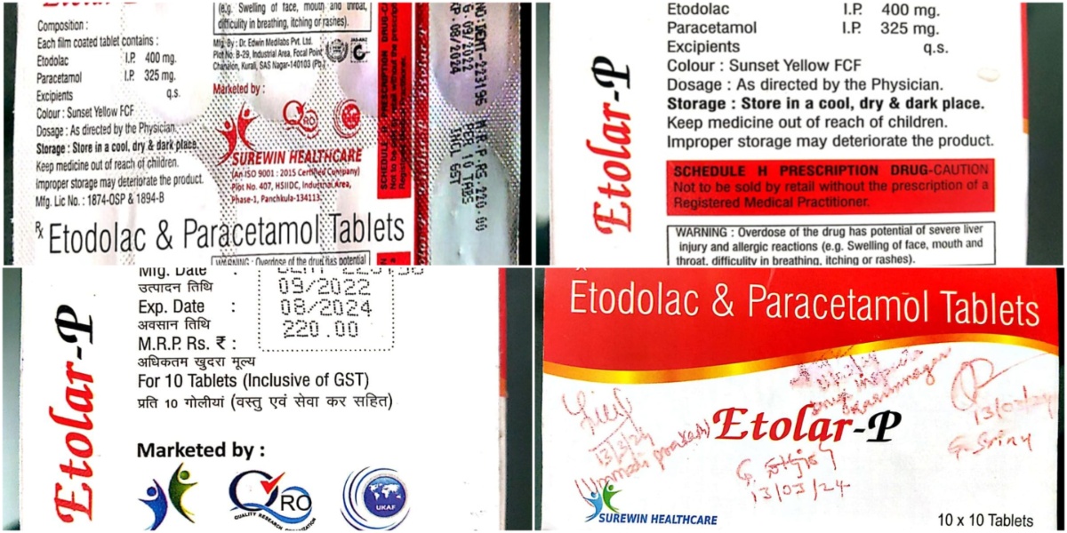 Banned drug-Etolar-P tablets