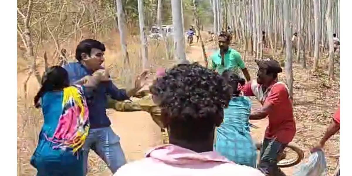 Screengrab of villagers clashing.