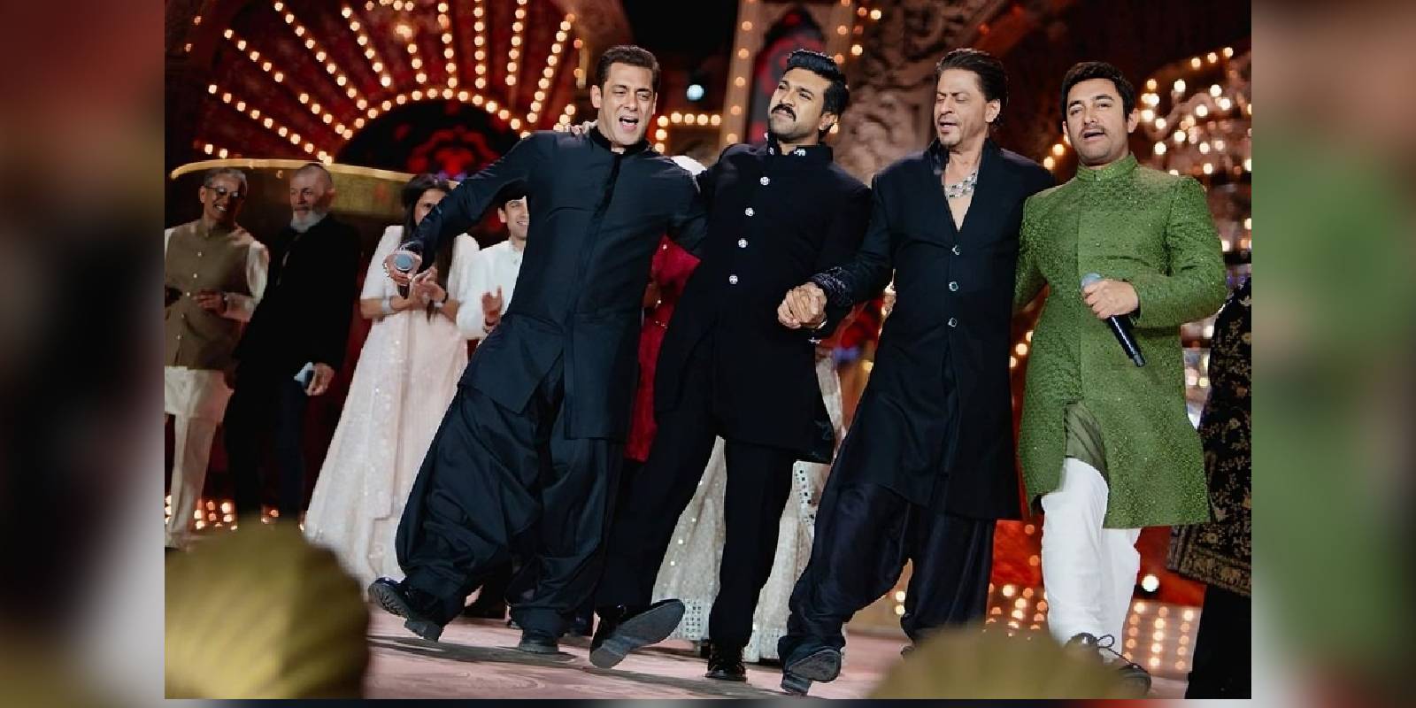 Ram Charan dancing with the three Khans