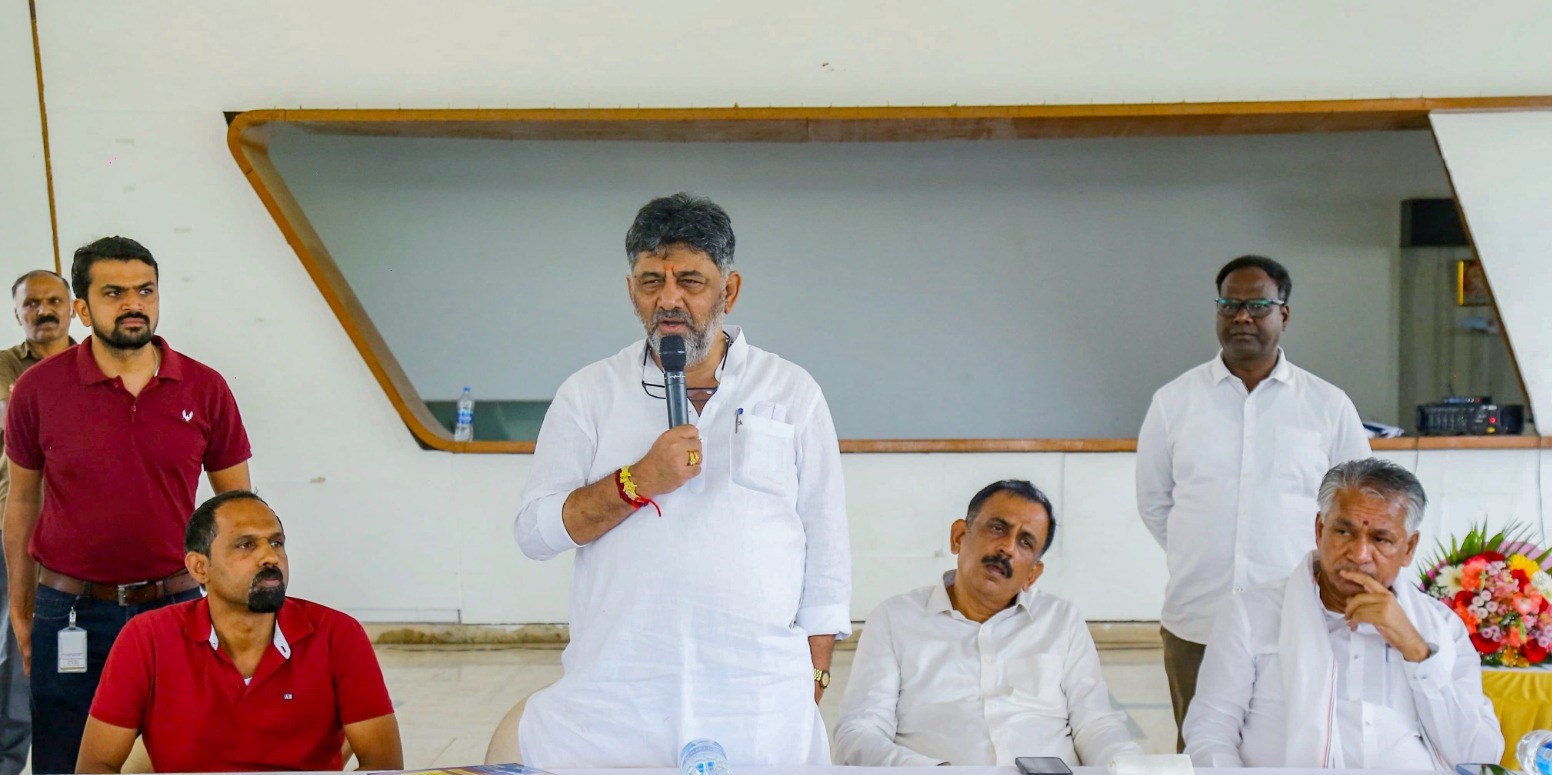 DK Shivakumar during a meeting. (X)