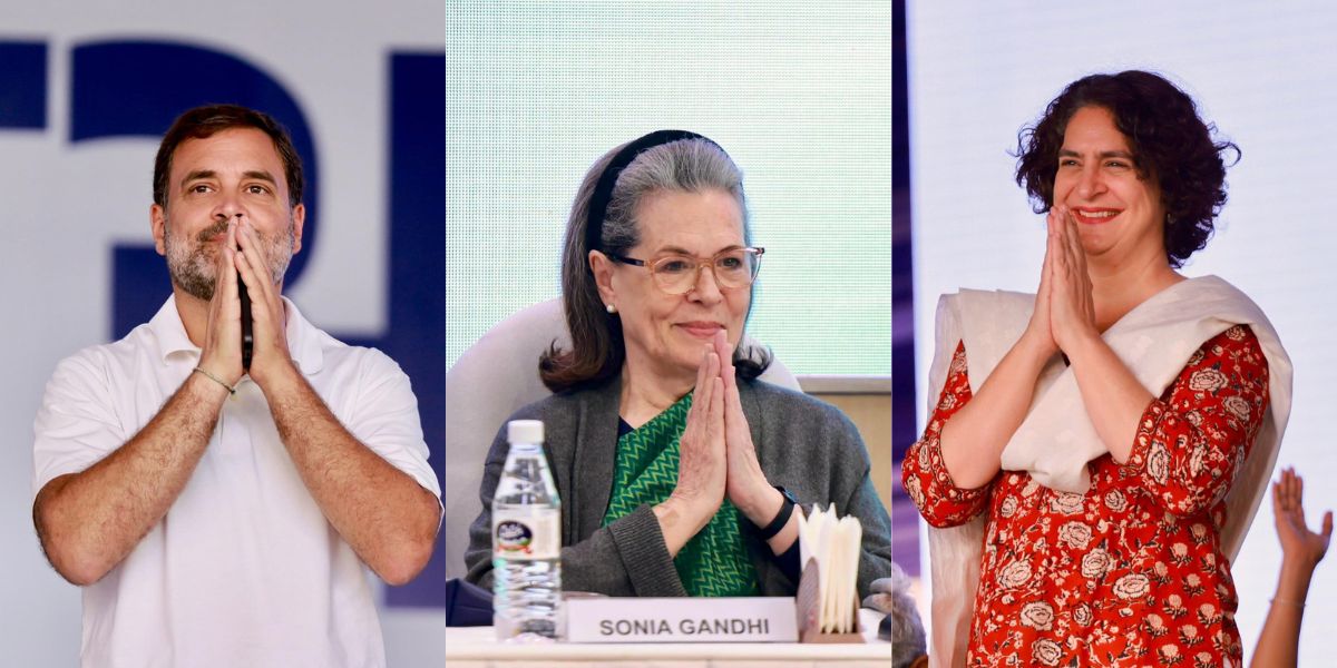 From left: Rahul Gandhi, Sonia Gandhi, and Priyanka Gandhi Vadra.