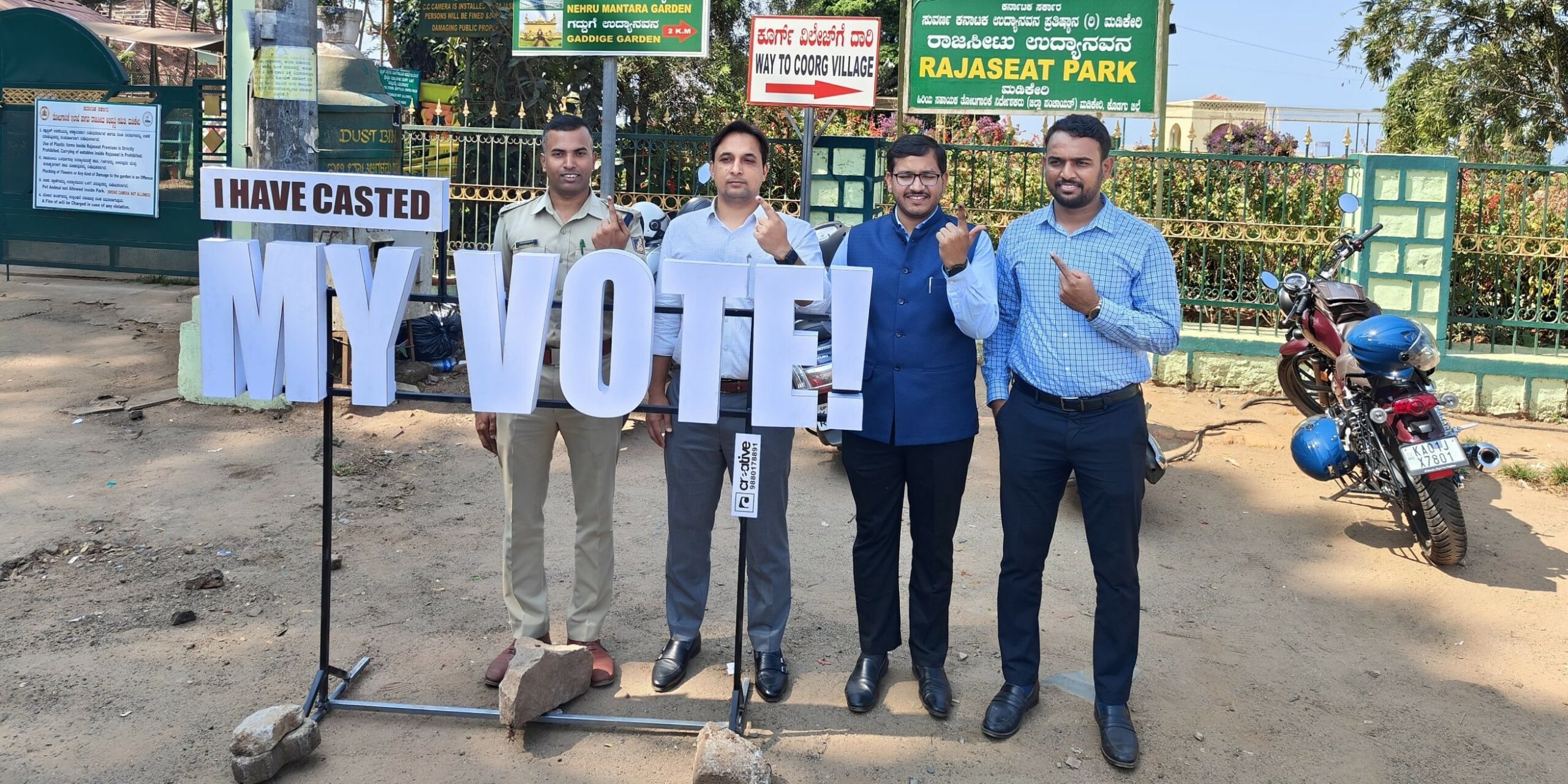 Officials in Bengaluru after casting their votes. (X)