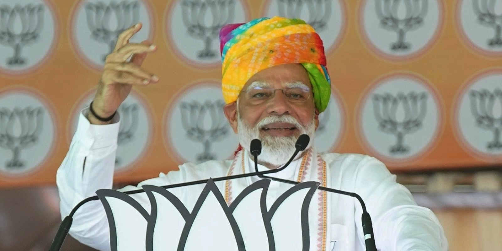PM Modi speeks at an election rally in Rajasthan on Sunday, 21 April, 2024.