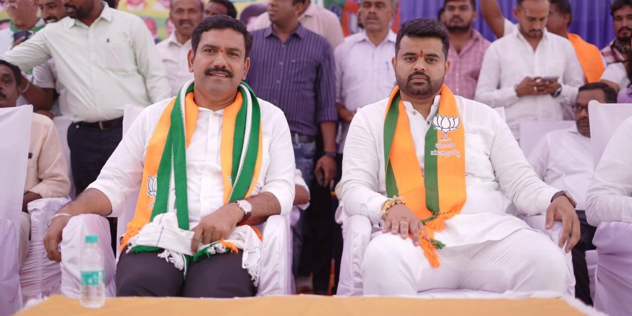 Prajwal Revanna with BJP Karnataka chief BY Vijayendra. (X)