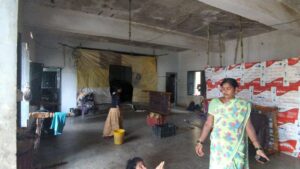 Six families displaced by the Thotapalli reservoir project were housed in a community hall. (South First)
