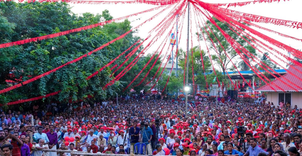 CPI (M) flags at a rally in Kerala