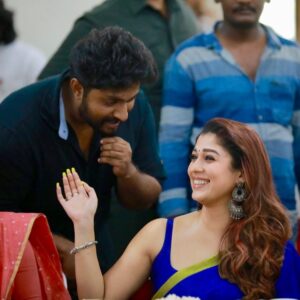 Dhyan with Nayanthara on the sets of Love Action Drama, his directorial debut