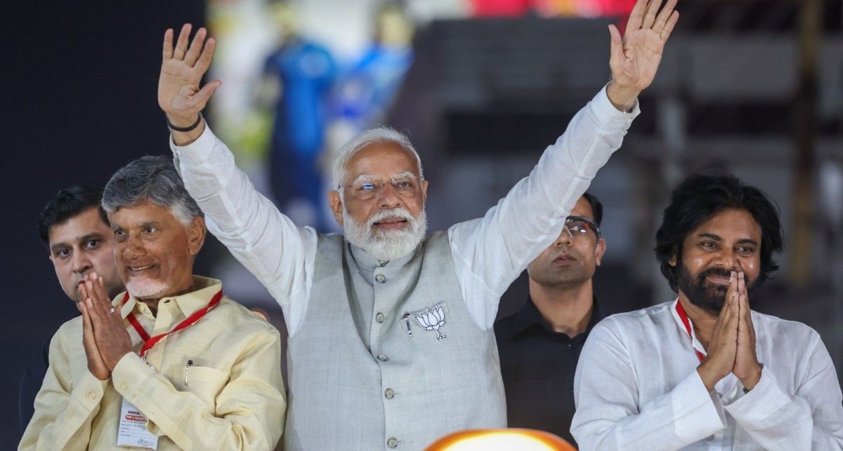 PM Modi with Chandrababu Naidu and Pawan Kalyan