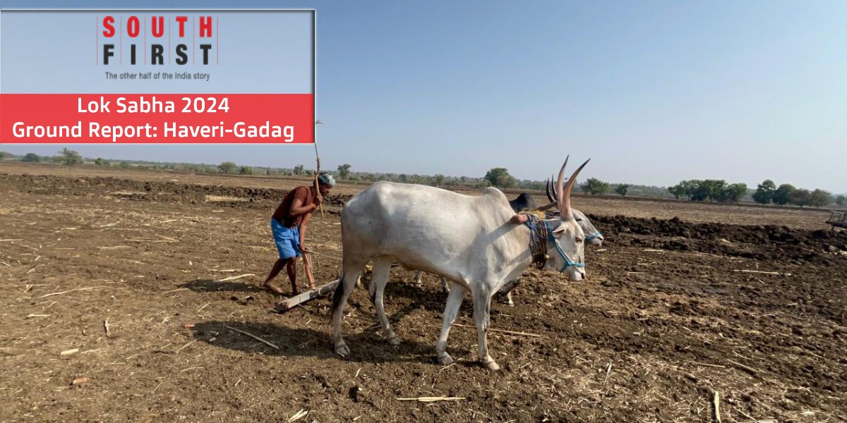 A farmer preparing his land for the pre-monsoon agriculture activities in Gadag. (South First)